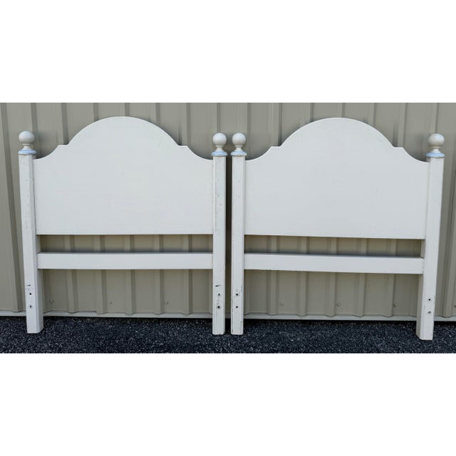 Wood Vintage 1993 Signed Hand Painted Floral Twin Headboards- A Pair For Sale - Image 7 of 11
