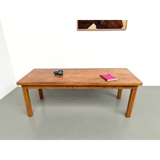 Modern Oak Farmhouse Table with Square Legs and One Drawer, France, 1960s For Sale - Image 3 of 18