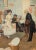 Clyde J. Singer (American, 1908-1999) Attributed, Courtship Scene, Oil on Canvas, 20th century, partially obliterated...
