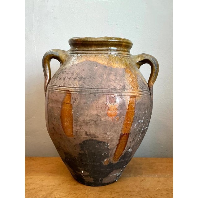 Vintage Glazed Terracotta Jar For Sale - Image 4 of 12