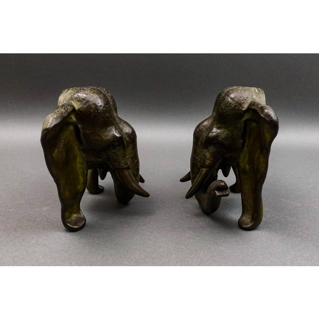 Jf Co. Company Antique Pair of Bronze Elephant Sculpture Bookends For Sale - Image 4 of 10