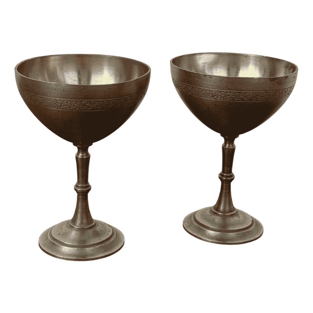 Handcrafted Pewter Goblets by Svenskt Tenn, Set of 2 For Sale