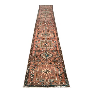 Vintage Skinny Long Handknotted Runner Rug For Sale