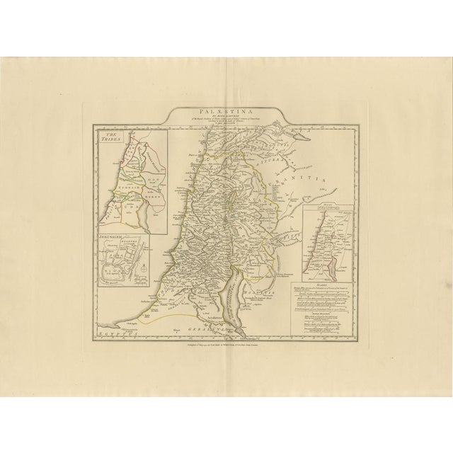Elegant antique map depicting Palestine as understood in classical and biblical antiquity, extending from Phoenicia and...