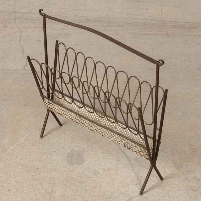 Italian 1950s Italian Brass Magazine Rack For Sale - Image 3 of 11