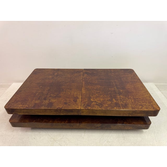 Lacquered Goatskin Sliding Coffee Table, Italy, 1970s For Sale - Image 16 of 18