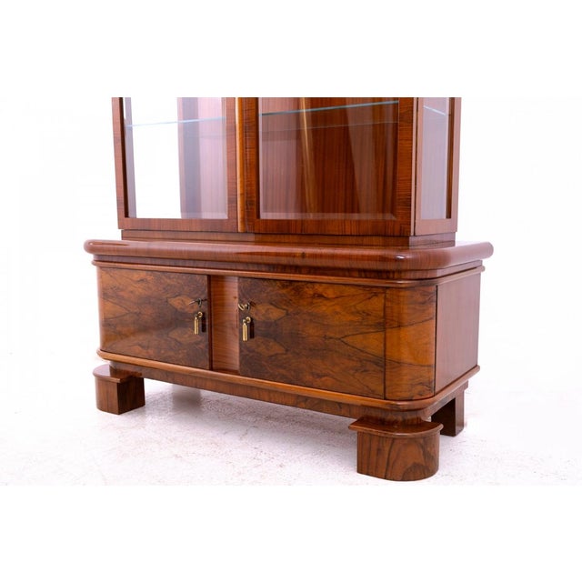 Brown Vintage Art Deco Display Cabinet, Poland, 1930 For Sale - Image 8 of 12