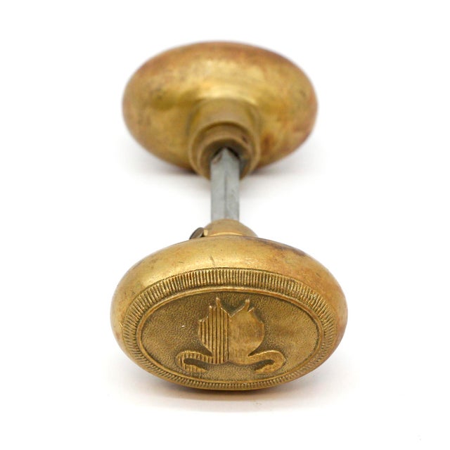 Traditional Pair of Antique Statler Hotel Oval Bronze Swans Door Knobs For Sale - Image 3 of 6
