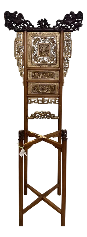 Antique 19c Chinese Giltwood Wash Stand With Carved Dragons