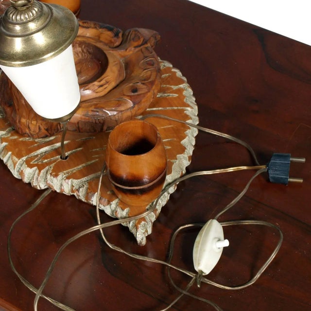 Art Deco Hand-Carved Snake Lamp with Ashtray For Sale - Image 3 of 6