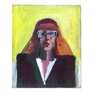 Vintage Boho Original Oil Portrait on Canvas Painting