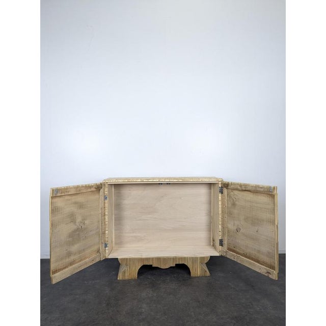 Textile Art Deco Straw Marquetry Two-Door Cabinet For Sale - Image 7 of 13