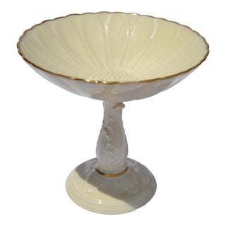 Vintage Lenox Charleston Compote Pedestal Dish Sunflower Shaped Fine Bone Ceramic For Sale