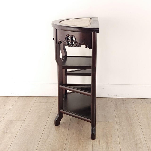 Chinese Vintage Marble and Rosewood Chinese Table, Circa 1980 For Sale - Image 3 of 7