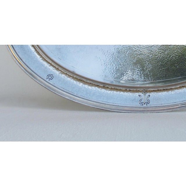 Silver C.1930's Reed & Barton Silver Plate Moroccan-Style Hammered Oval-Shaped Grand Serving Tray For Sale - Image 8 of 13