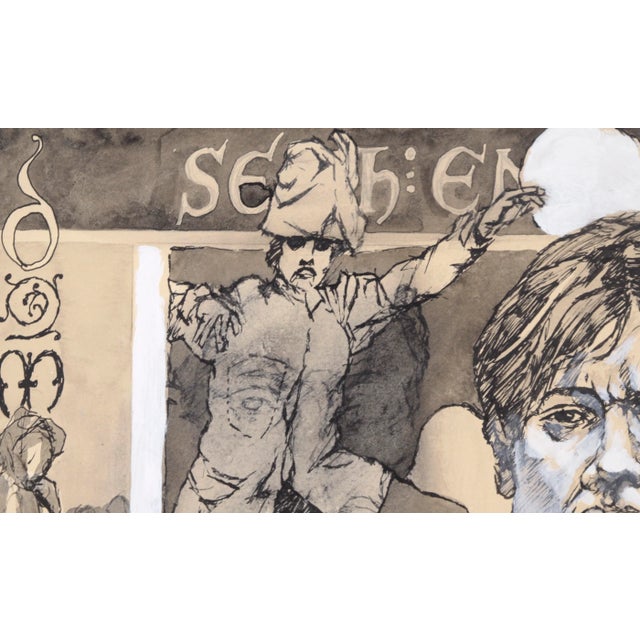 Modern 1960s "Ralipomenon Prim" Figurative Composition Gouache Painting by Robert Moesle, Framed For Sale - Image 3 of 11