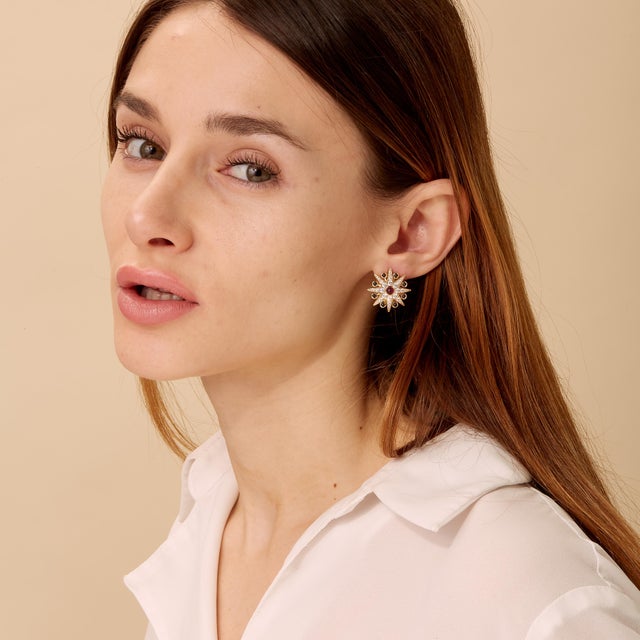 Created in 18 karat yellow gold Rubies 0.30 carat approx. Blue Sapphires 0.80 carat approx. Diamonds 1.70 carats approx....