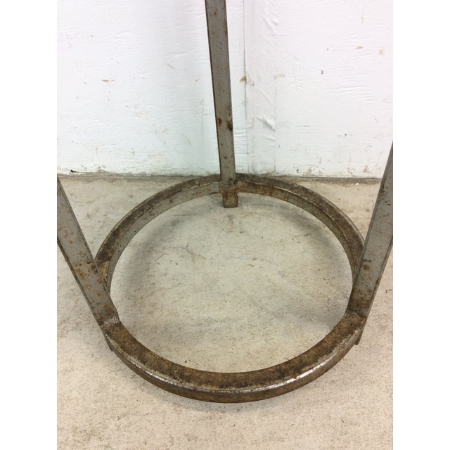 Gray Mid Century Industrial Style Footstool With Wood Top For Sale - Image 8 of 12