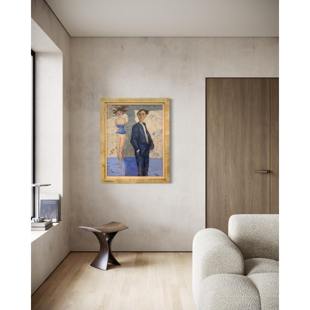 Wood Giampaolo Talani "Woman on the Wall" Oil on Board, Figurative Nude, Tuscan Contemporary Art, Italian Master Contemporary Art, 2000 For Sale - Image 7 of 11