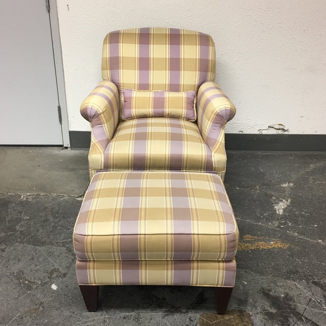 Ethan Allen Upholstered Chair & Ottoman Chairish