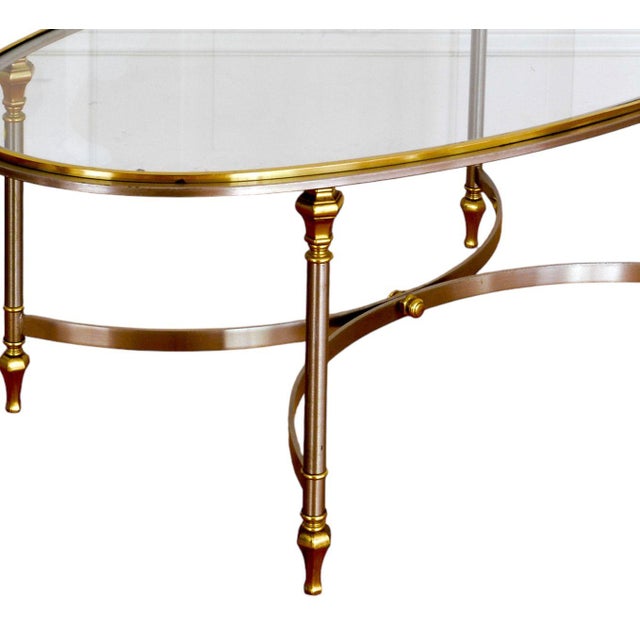 1960s 1960s Exquisite Italian Mid Century Modern Round Chrome Brass Glass Top Coffee Table For Sale - Image 5 of 8