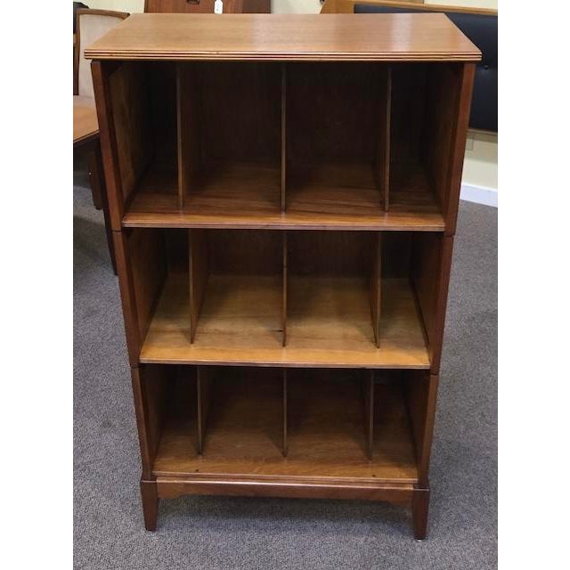 Walnut Three Tier Vinyl Storage Shelving For Sale - Image 4 of 6