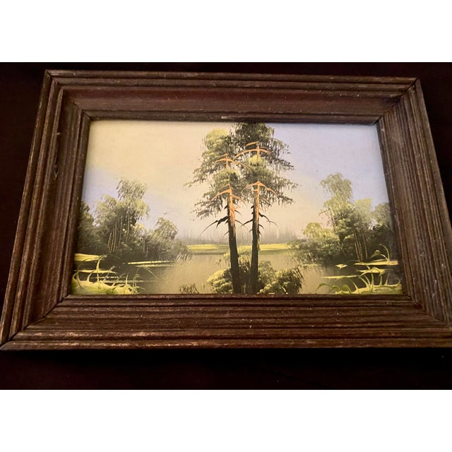 Vintage 1995 Minature Carpathian Mountain Landscape Oil Painting on Board by I. Shevchenko 6 3/4 X 4 3/4". For Sale - Image 12 of 14