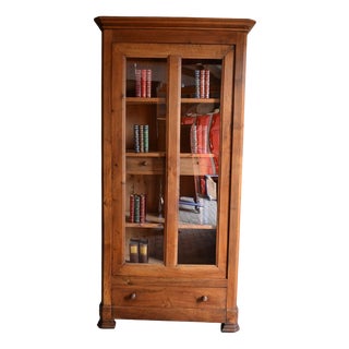 Antique Oak Louis Philippe Single-Door Bookcase For Sale