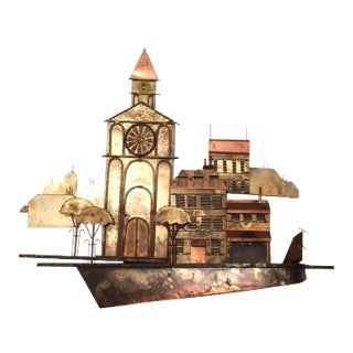 Curtis Jere Sculpture of a Church With Village For Sale