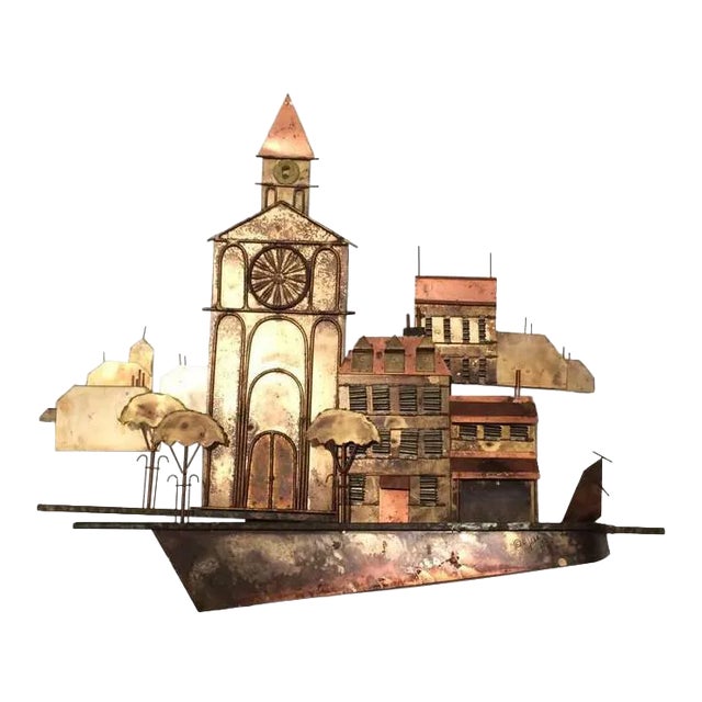 Curtis Jere Sculpture of a Church With Village For Sale