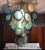 Large Chandelier in Brass with Smoked Murano Glass Discs, in Very Good conditions. Designed 1980 to 1989 I have official...