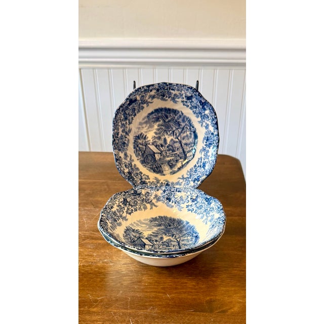 1950s Mill Stream Cereal Bowls by Johnson Brothers - Set of 3 For Sale - Image 6 of 12