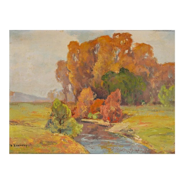 Early 20th Century Dana Bartlett Impressionist Oil on Board Painting Landscape Plein Air Vintage Eucalyptus School For Sale