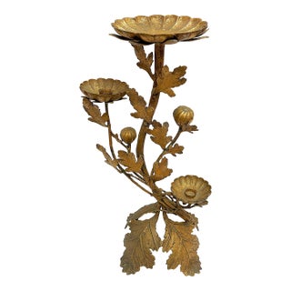 Antique French Rococo Style Gilt Metal Candelabra With Pomegranate Motifs For Sale
