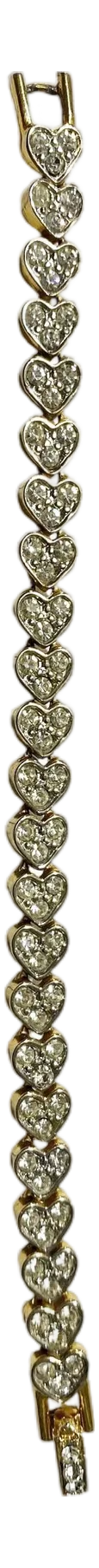 Vintage Gold Tone Pave Rhinestone Heart Tennis Bracelet
