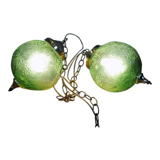 Vintage Green Glass Globe Pendants For Sale