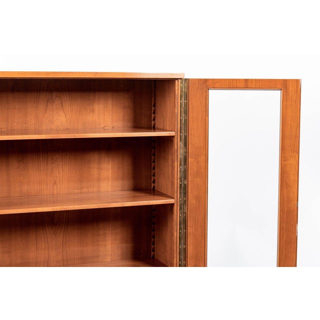 1930s Art Deco Cherry & Burl Wood Display China or Bar Cabinet 1930s For Sale - Image 5 of 15