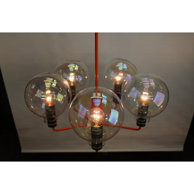 Grand Chandelier attributed to Bag Turgi with 5 Large Spheres, Switzerland, 1960s For Sale - Image 3 of 10
