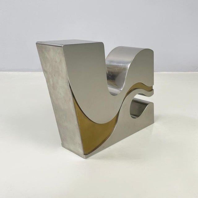 Brutalist Italian Modern Brutalist Style Metal Gold Metal Sculpture by Edmondo Cirillo, 1972 For Sale - Image 3 of 15