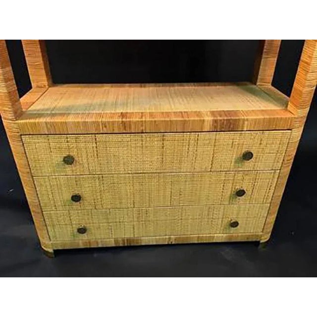 Rattan & Wicker Brass Accented Etageres - a Pair For Sale In Philadelphia - Image 6 of 9