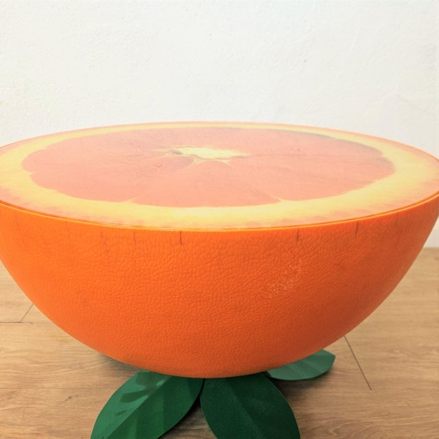 1970s Vintage Orange Table with Glass Top and Metal Legs, 1970s For Sale - Image 5 of 9