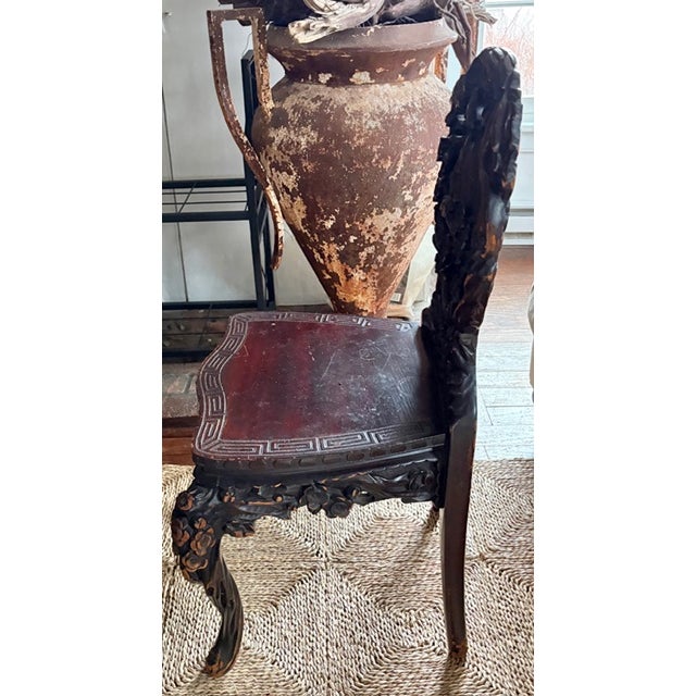 Antique Chinese Rosewood Carved Dragon Chair For Sale - Image 4 of 10
