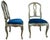 Wood 19th-C. Italian / Venetian Celadon Floral Painted Side Chairs in Blue Velvet- Pair For Sale - Image 7 of 10