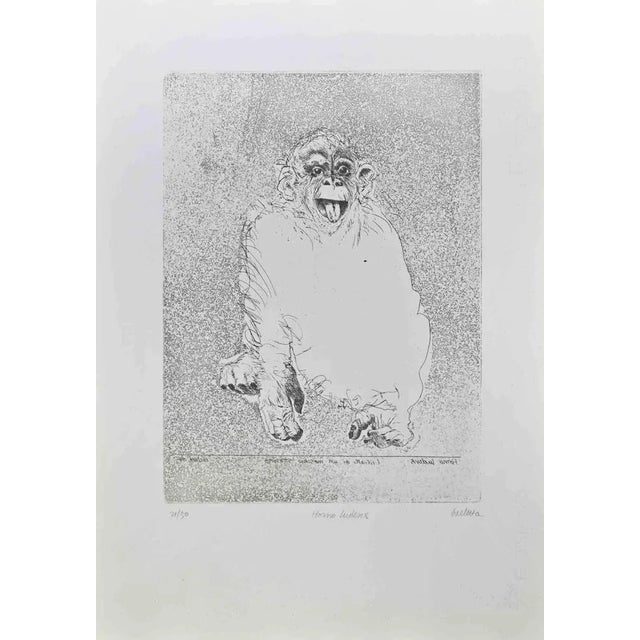 Homo ludens is a etching realized by sergio barletta in 1991. Hand-signed lower right in pencil, and titled lower center...