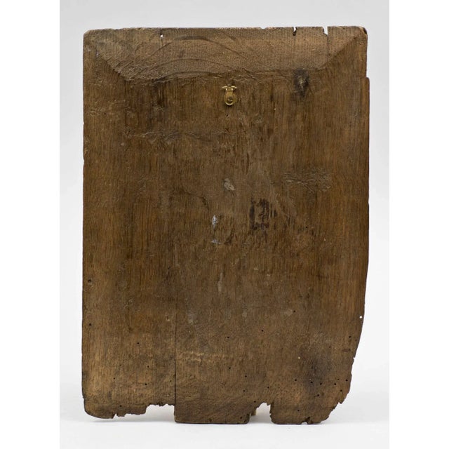 Very early oak wall panel carving of an arch and carved columns. The back is chamfered, the whole with beautiful patina.