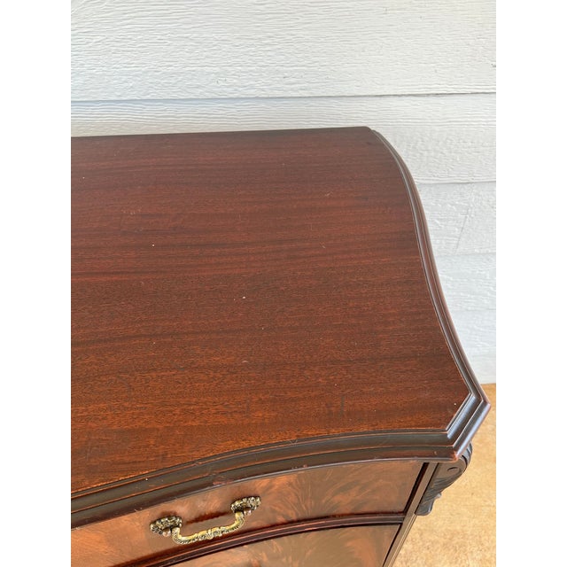 Antique Georgian Revival Chest of Drawers Flame Mahogany Serpentine Carved C1940 For Sale - Image 15 of 18