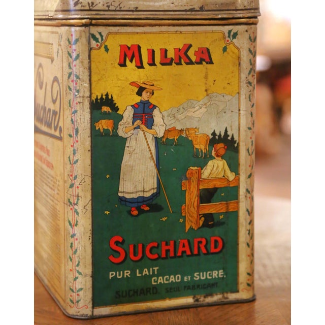 Early 20th Century Suchard Lithographed Tin Cacao Advertising Box For Sale - Image 4 of 13