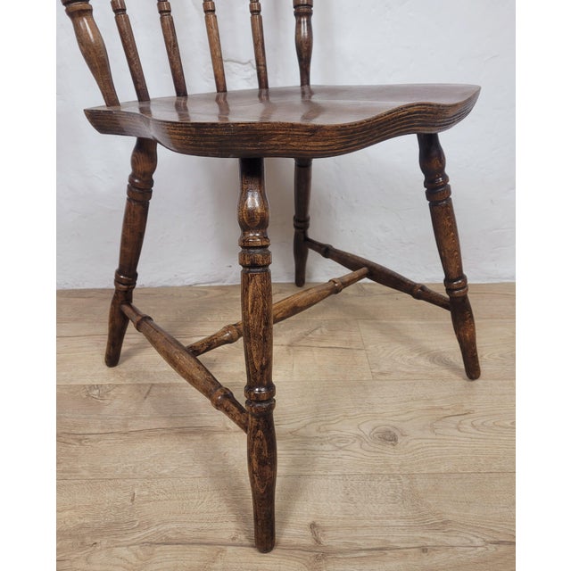 Vintage English Elm Spindle Back Kitchen Chair, 1970 For Sale - Image 9 of 15