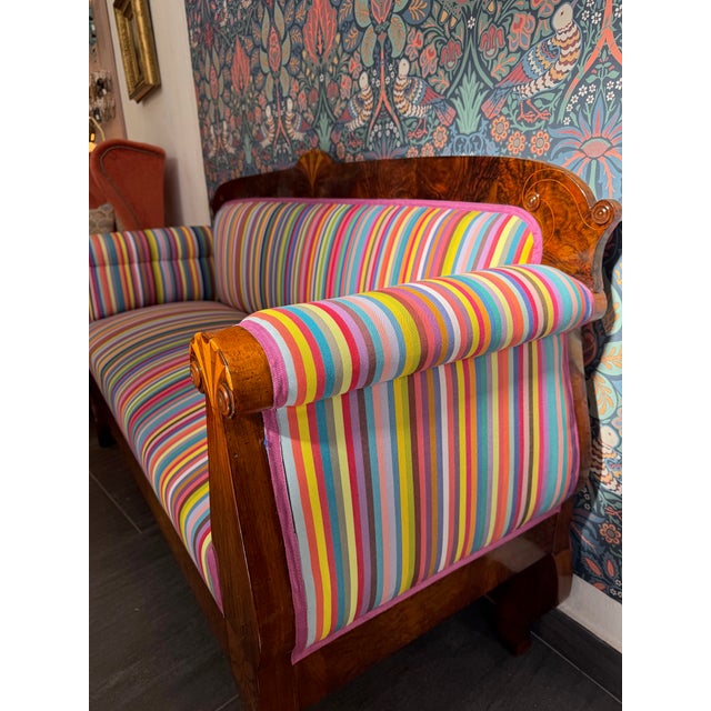 Biedermeier Striped Bench, 1825 For Sale - Image 6 of 7