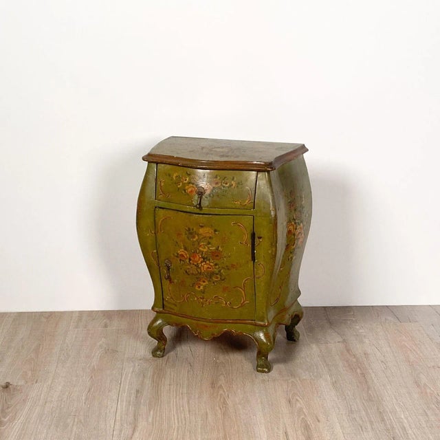 A small Venetian painted bedside cabinet with one drawer, Italy circa 1900